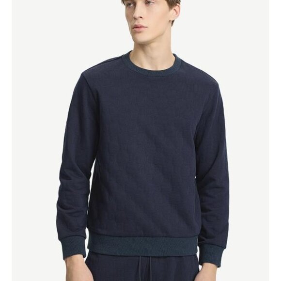 K-SWISS Men's All-Over Patterned Sweatshirt Size L In Navy - Picture 1 of 11